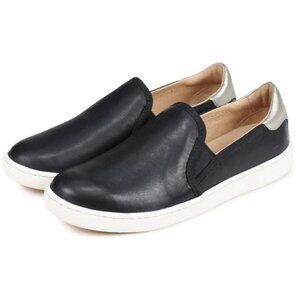 UGG Cas Leather Slip On Sneakers Black & Gold, size 5